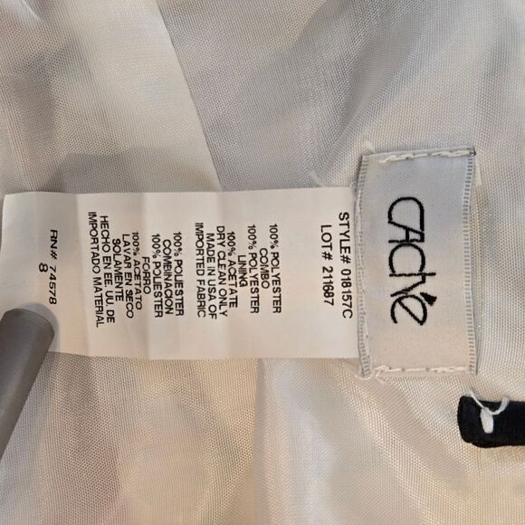 Cache Black White Floral Print Pink Trumpet Evening Gown Formal Dress Size 8 - Picture 6 of 6